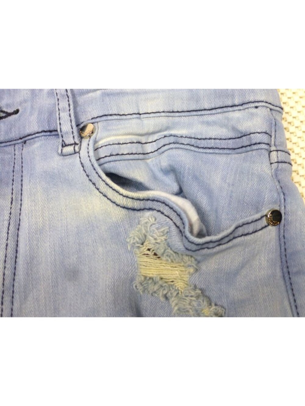Rockstar Original Trashed Light Blue Distressed Flare Jeans RSM205 30x36 Cargo P - Picture 13 of 16